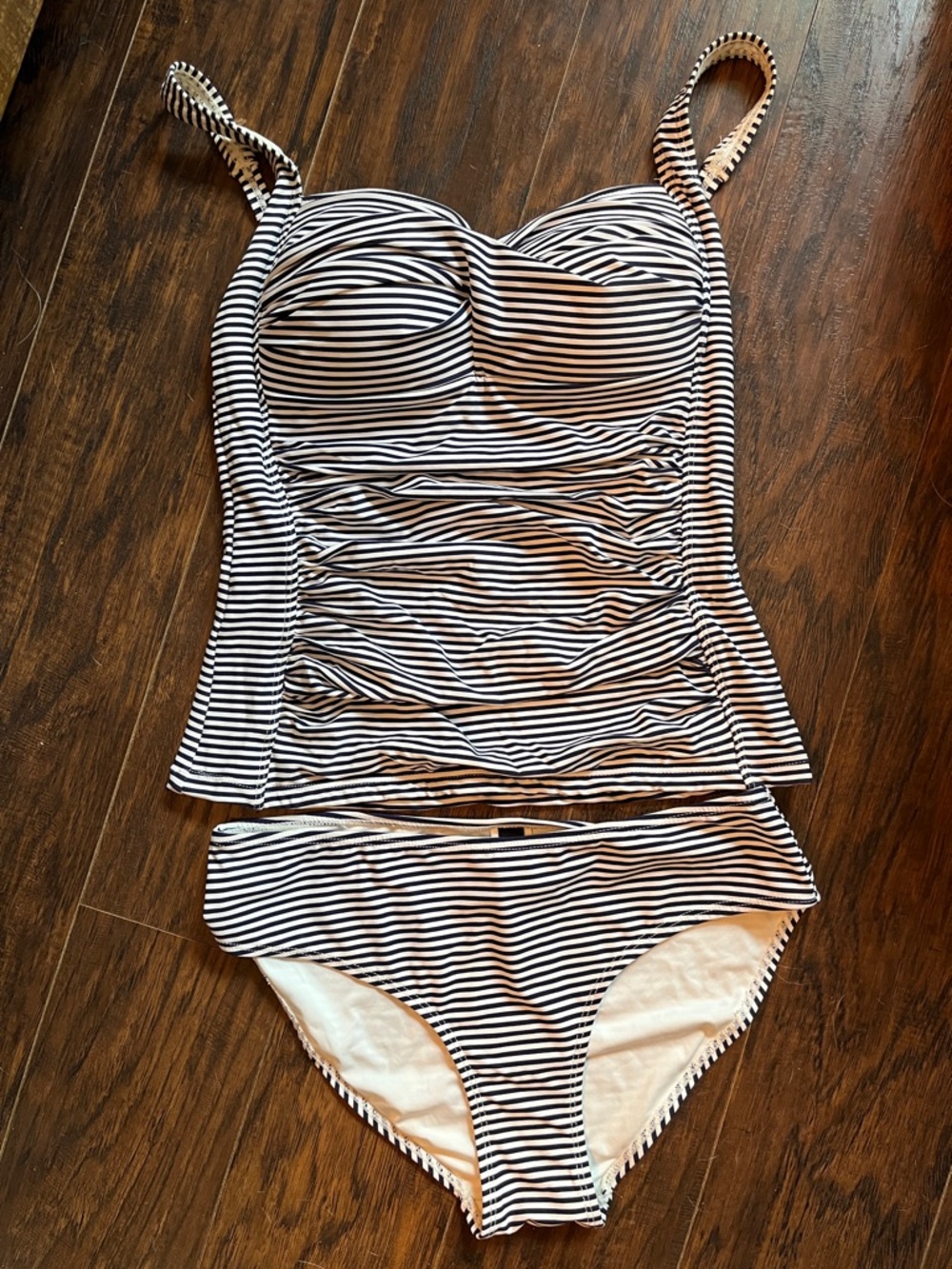 Striped Black & White Tankini Set - Women Swim